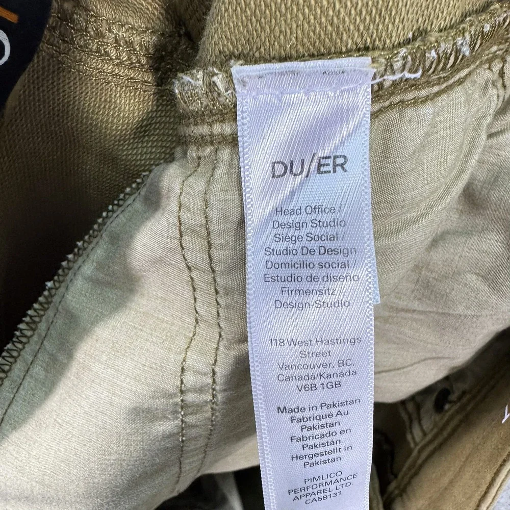 DU/ER N2X Slim Fit Pants Mens 34x34 Mustard Performance Khaki Chino